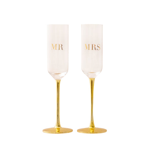 Champagne Flutes Crystal MR & MRS - Set of 2 - Cristina Re Designs