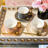 Teacup & Saucer Pinstripe Ebony - Cristina Re Designs
